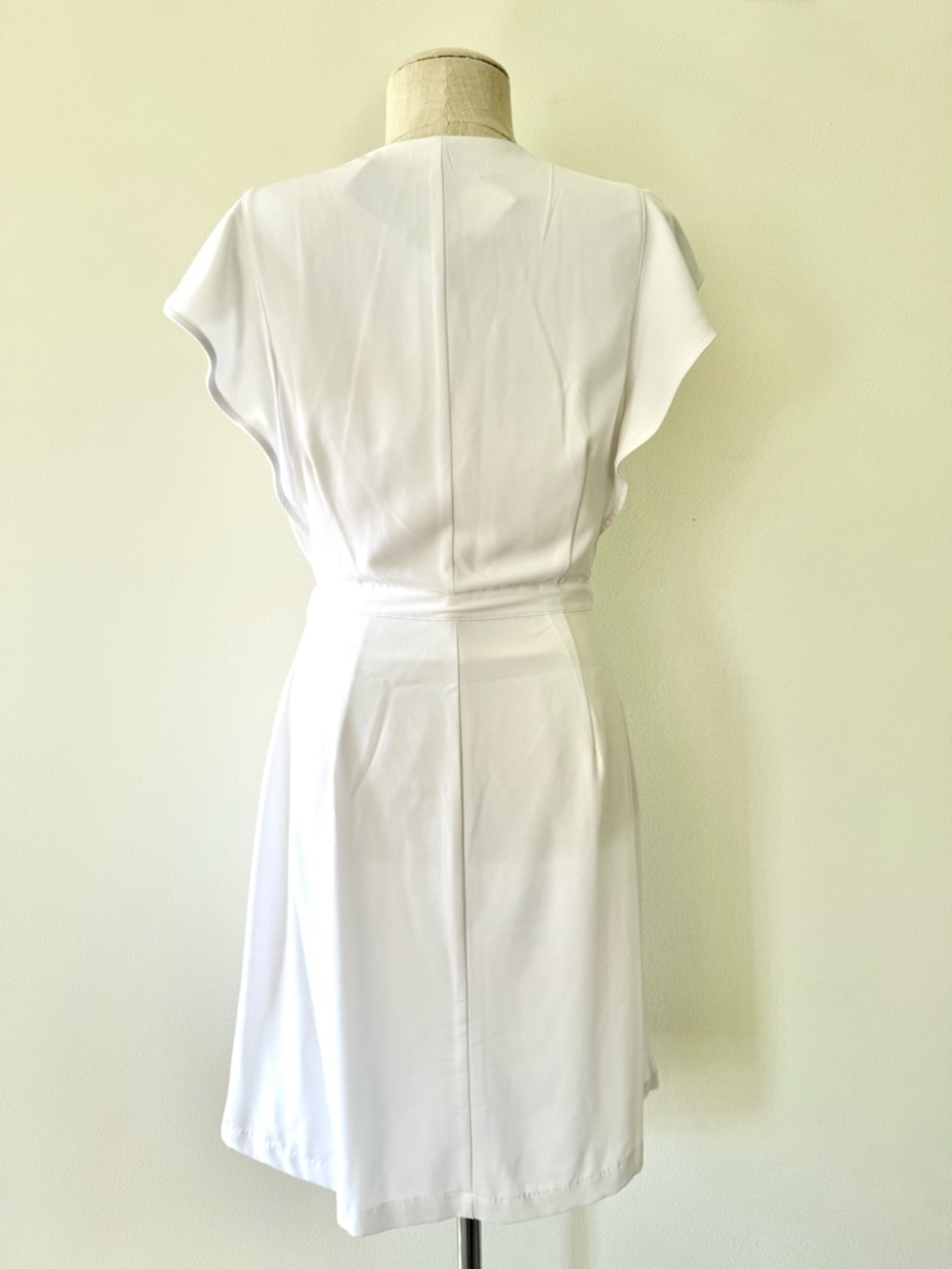 Banana Republic White V-Neck Faux Wrap Tie-Waist Mini Dress Bridal Graduation - Picture 6 of 13